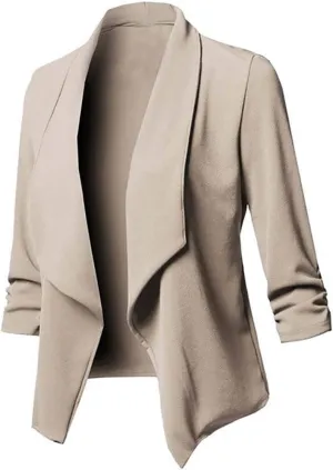 2023 Women Business Blazers Trendy Casual Cropped Blazer Jacket Petite Open Front Office Cardigan Stylish Womens Fall Coats