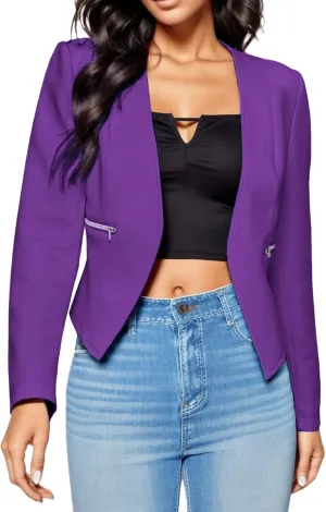 2023 Women Petite Blazers Trendy Casual Puff Sleeve Bolero Shrug Open Front Fall Cropped Suit Jackets Stylish Cardigan Coats