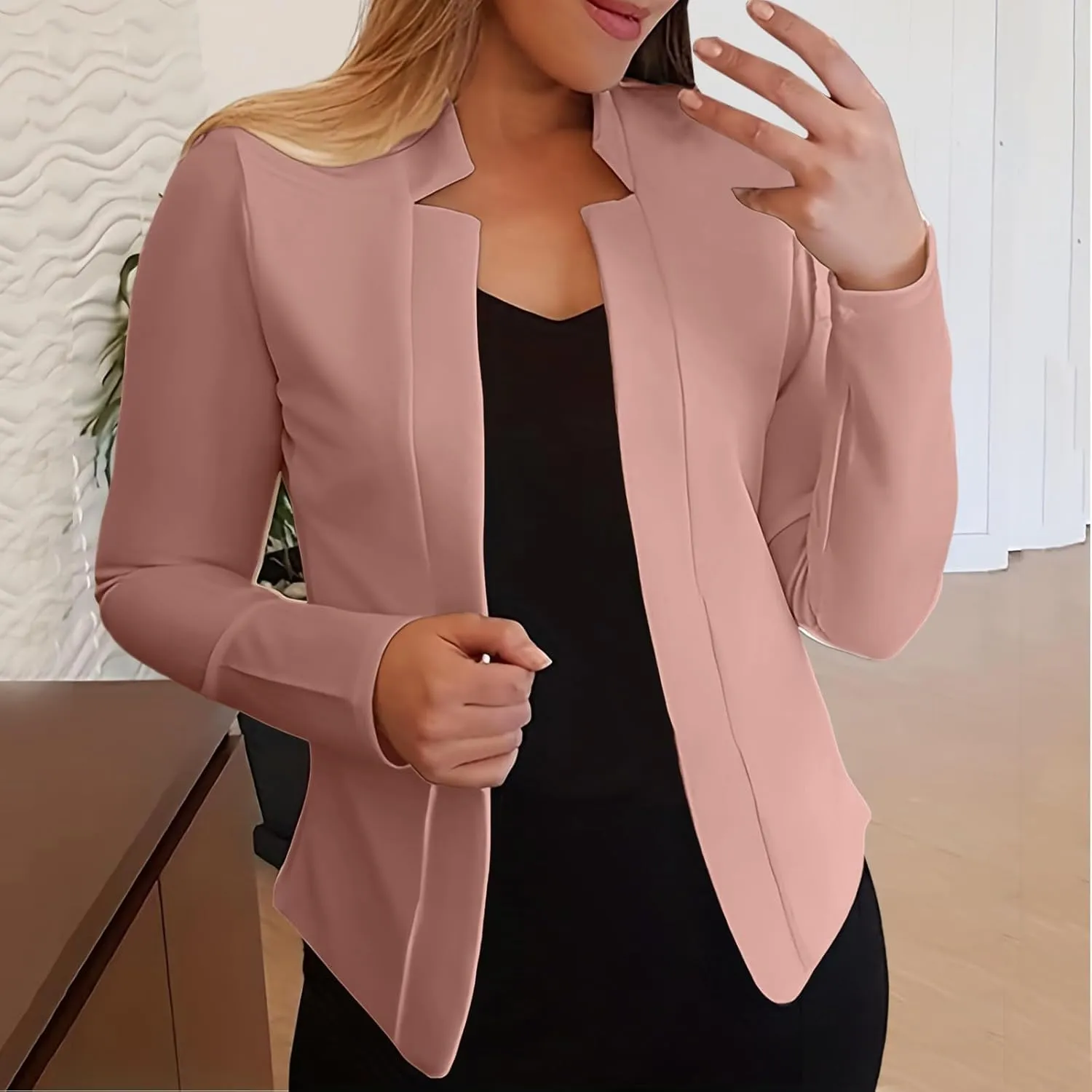 2024 Women Petite Blazer Dressy Casual Work Suit Jackets Cute Croppped Cardigan Lightweight Open Front Short Sport Coats
