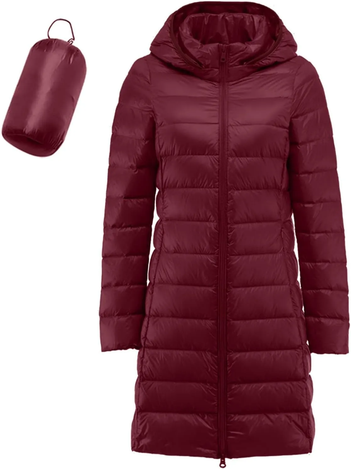2024 Women's Hooded Packable Puffer Jackets Winter Lightweight Warm Down Coats Trendy Slim Fit Windproof Duck Down Outwear