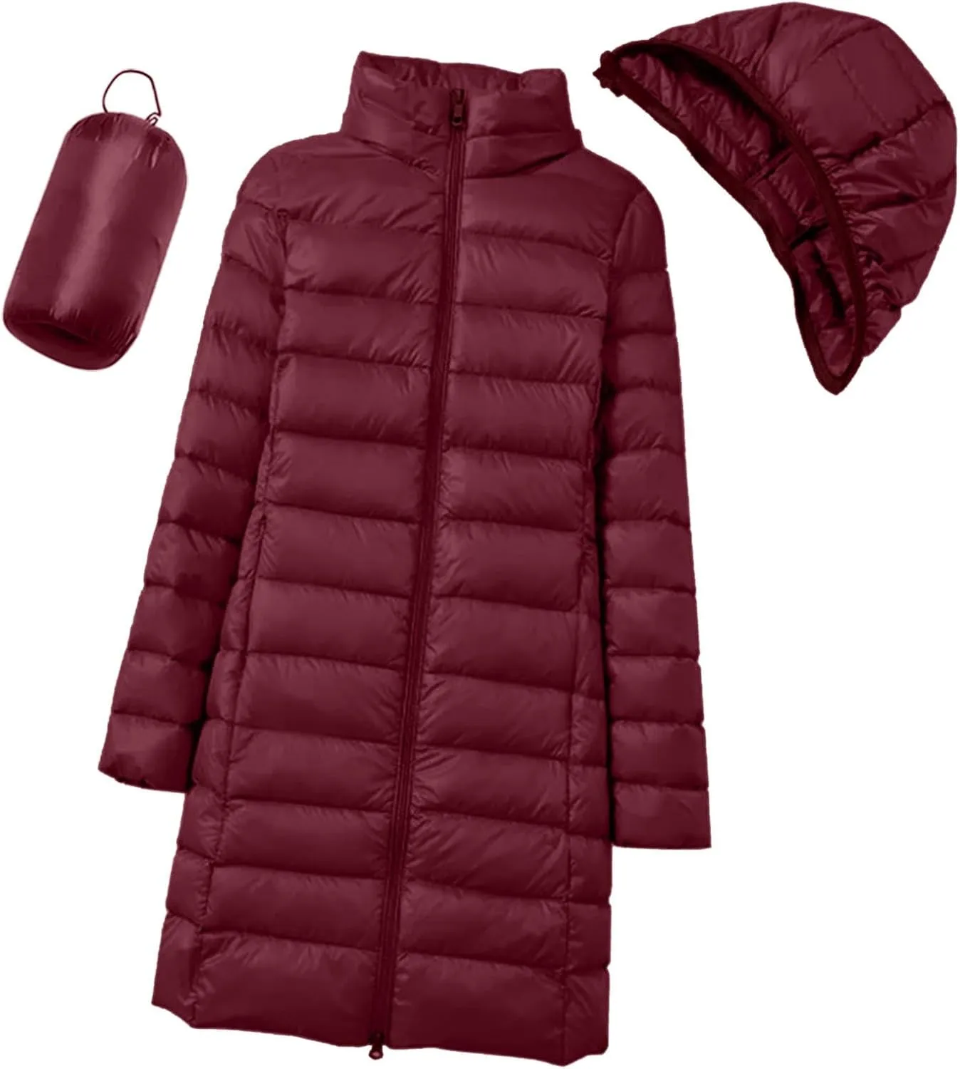 2024 Women's Hooded Packable Puffer Jackets Winter Lightweight Warm Down Coats Trendy Slim Fit Windproof Duck Down Outwear
