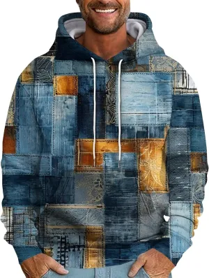 2025 Fashion Hoodies for Men Long Sleeve Workout Athletic Sweatshirt Casual Printing Hooded Pullover Tops with Pocket