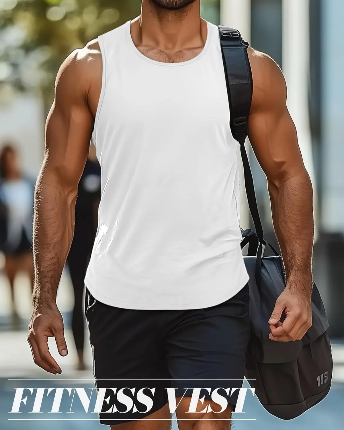 3 Pack Big and Tall Cotton Men's Tank Tops Plus Size Workout Sleeveless Tee Shirts Crew Neck Muscle Shirts L-5XL