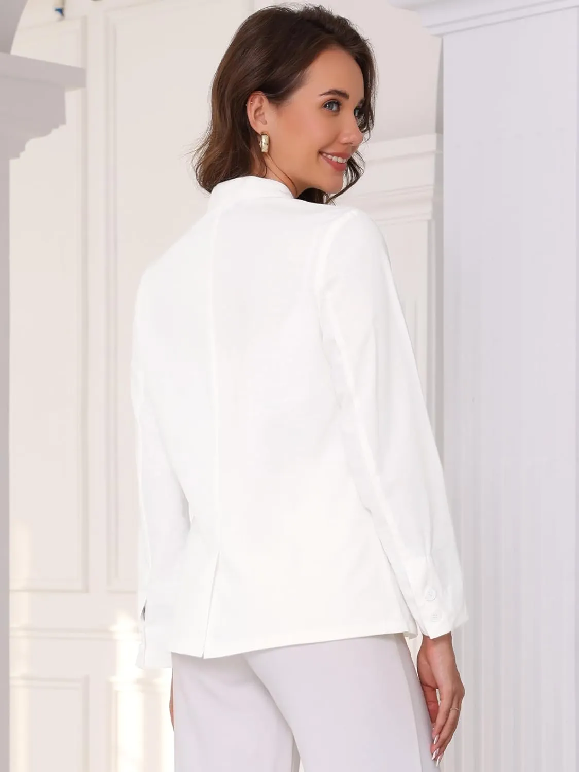 Allegra K Linen Blazer for Women's Casual Long Sleeve Lightweight Spring Summer Work Business Blazers Jackets