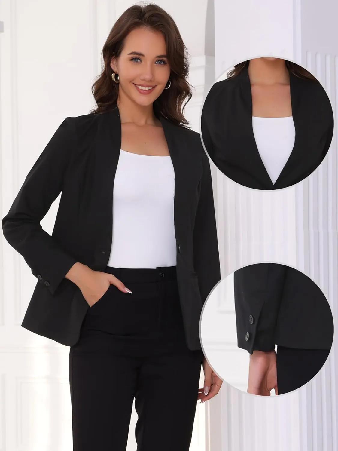 Allegra K Linen Blazer for Women's Casual Long Sleeve Lightweight Spring Summer Work Business Blazers Jackets