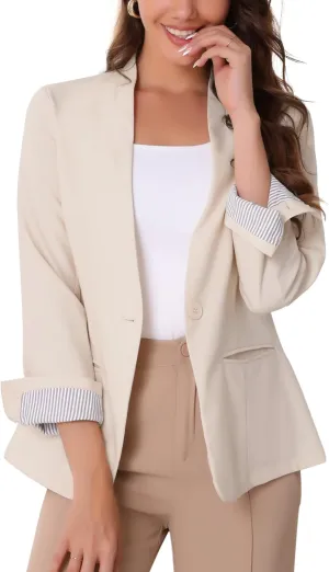 Allegra K Linen Blazer for Women's Casual Long Sleeve Lightweight Spring Summer Work Business Blazers Jackets