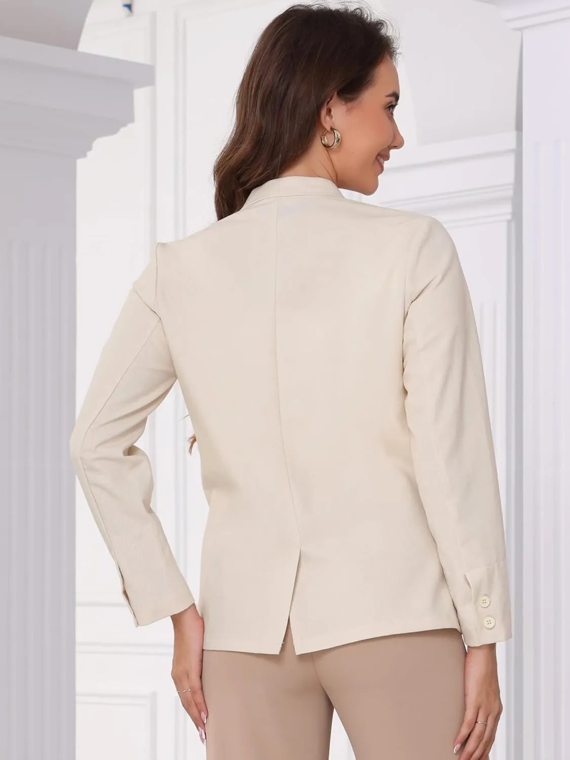 Allegra K Linen Blazer for Women's Casual Long Sleeve Lightweight Spring Summer Work Business Blazers Jackets