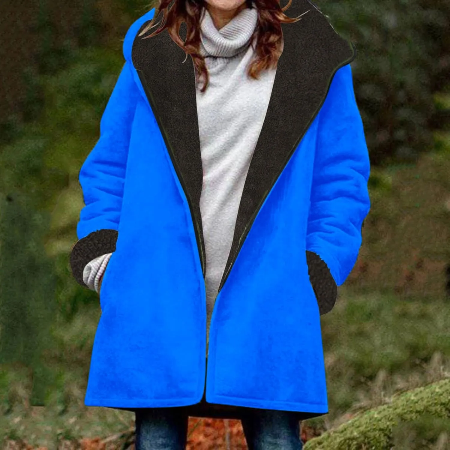 Anjikang Zip Up Fleece Jackets Women Winter Warm Sherpa Lined Hooded Coats Cozy Fuzzy Heavyweight Outwear Jacket with Pockets