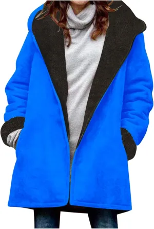 Anjikang Zip Up Fleece Jackets Women Winter Warm Sherpa Lined Hooded Coats Cozy Fuzzy Heavyweight Outwear Jacket with Pockets