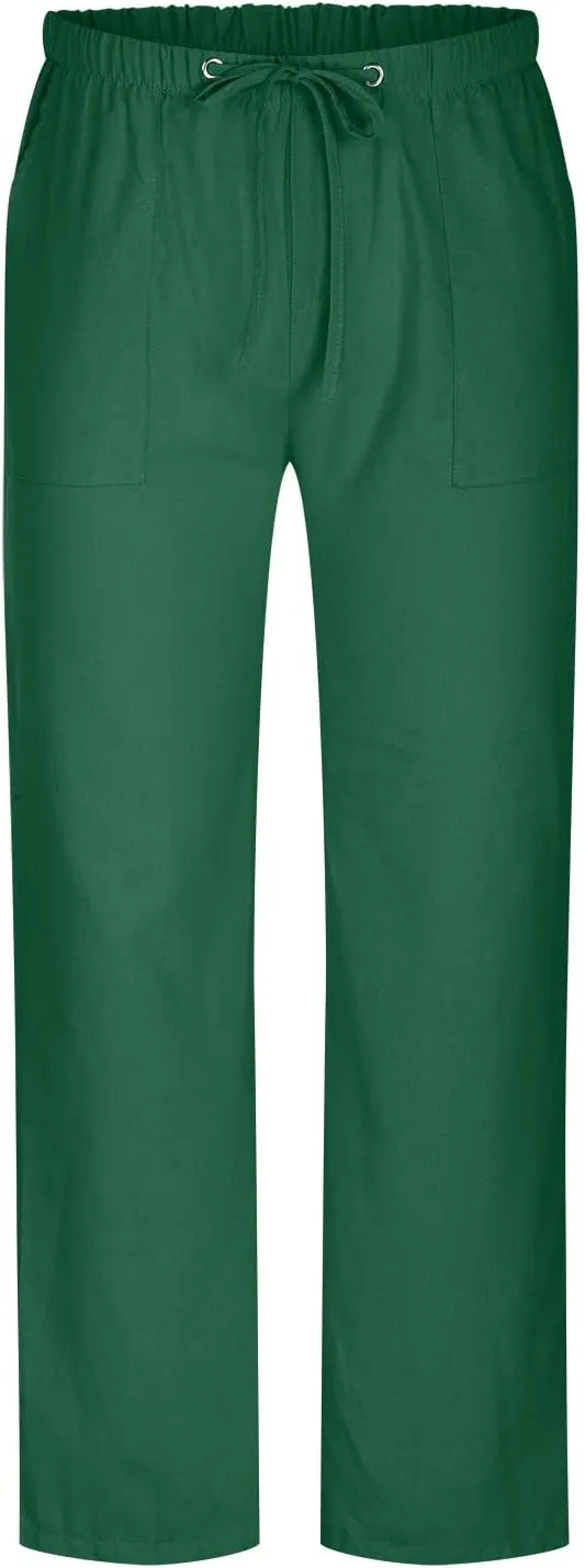 Big and Tall Linen Pants for Men Drawstring Lounge Pants Elastic Waist Dress Trousers Straight Leg Loose Pants