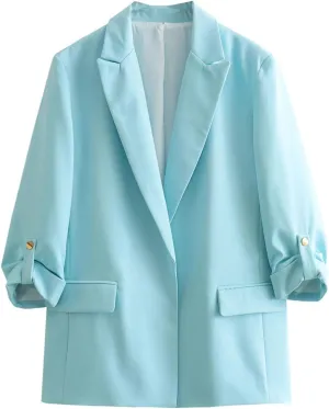 Blazer for Women Business Suit Jacket Casual Blazers Rolled Long Sleeve Work Office Blazers Fall Fashion 2024