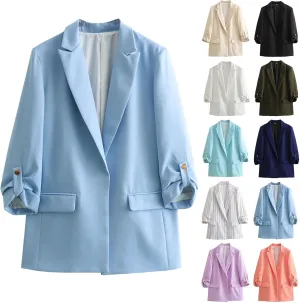 Blazer for Women Business Suit Jacket Casual Blazers Rolled Long Sleeve Work Office Blazers Fall Fashion 2024