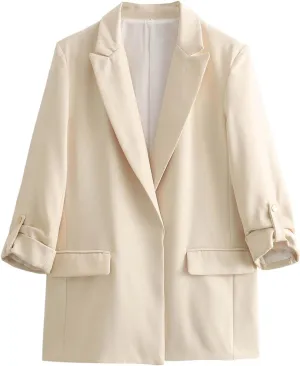 Blazer for Women Business Suit Jacket Casual Blazers Rolled Long Sleeve Work Office Blazers Fall Fashion 2024