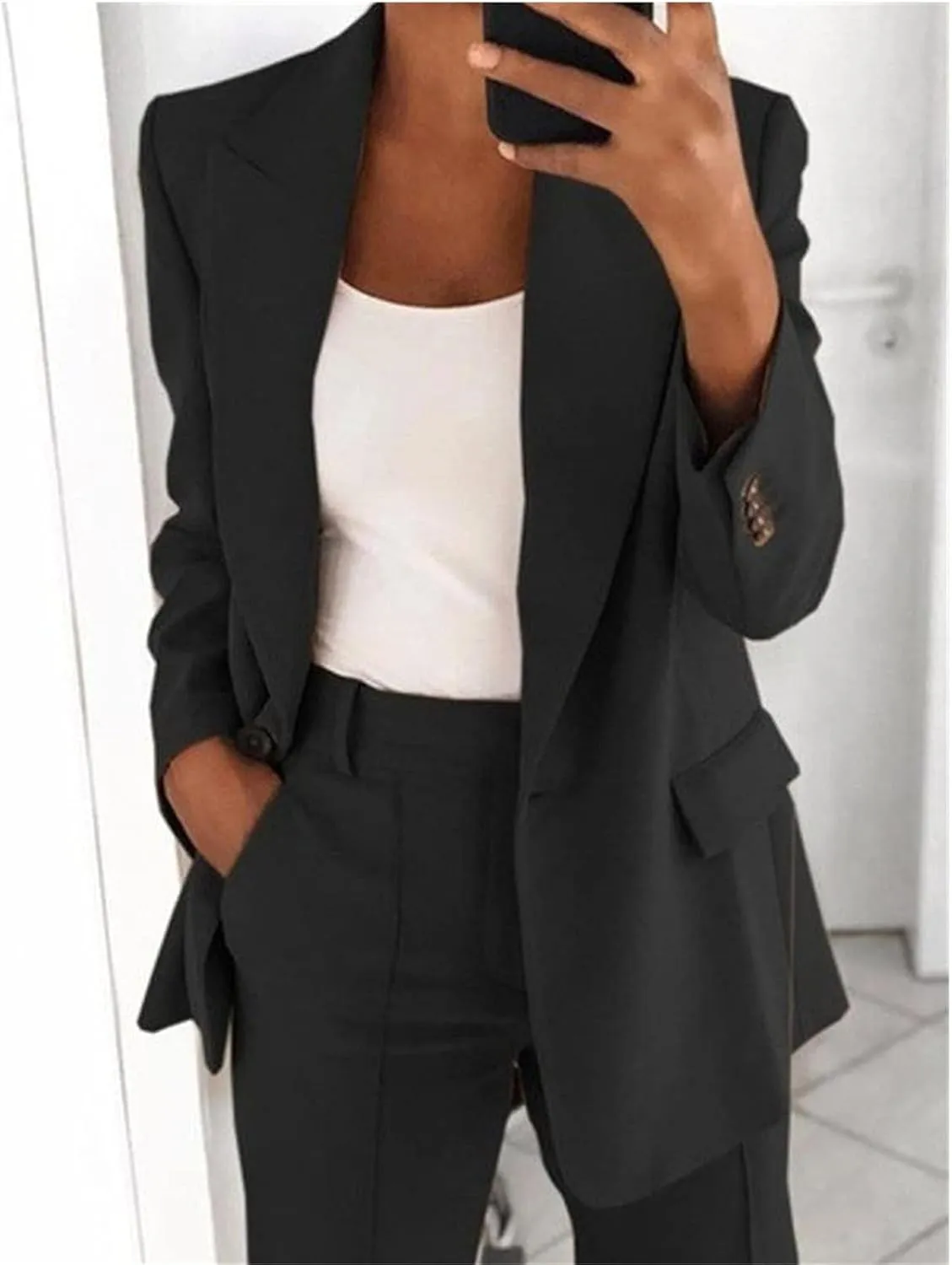 Blazers for Women Business Casual Long Sleeve Lapel Work Jackets Lightweight Temperament Single Breasted Suit Jacket