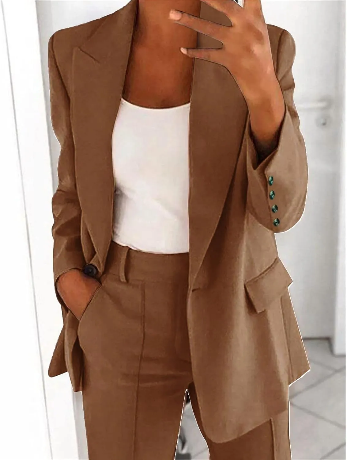 Blazers for Women Business Casual Long Sleeve Lapel Work Jackets Lightweight Temperament Single Breasted Suit Jacket