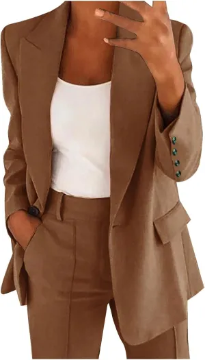 Blazers for Women Business Casual Long Sleeve Lapel Work Jackets Lightweight Temperament Single Breasted Suit Jacket