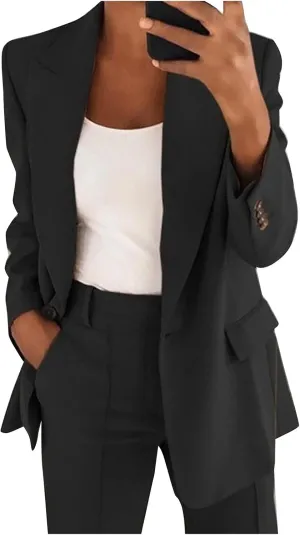 Blazers for Women Business Casual Long Sleeve Lapel Work Jackets Lightweight Temperament Single Breasted Suit Jacket