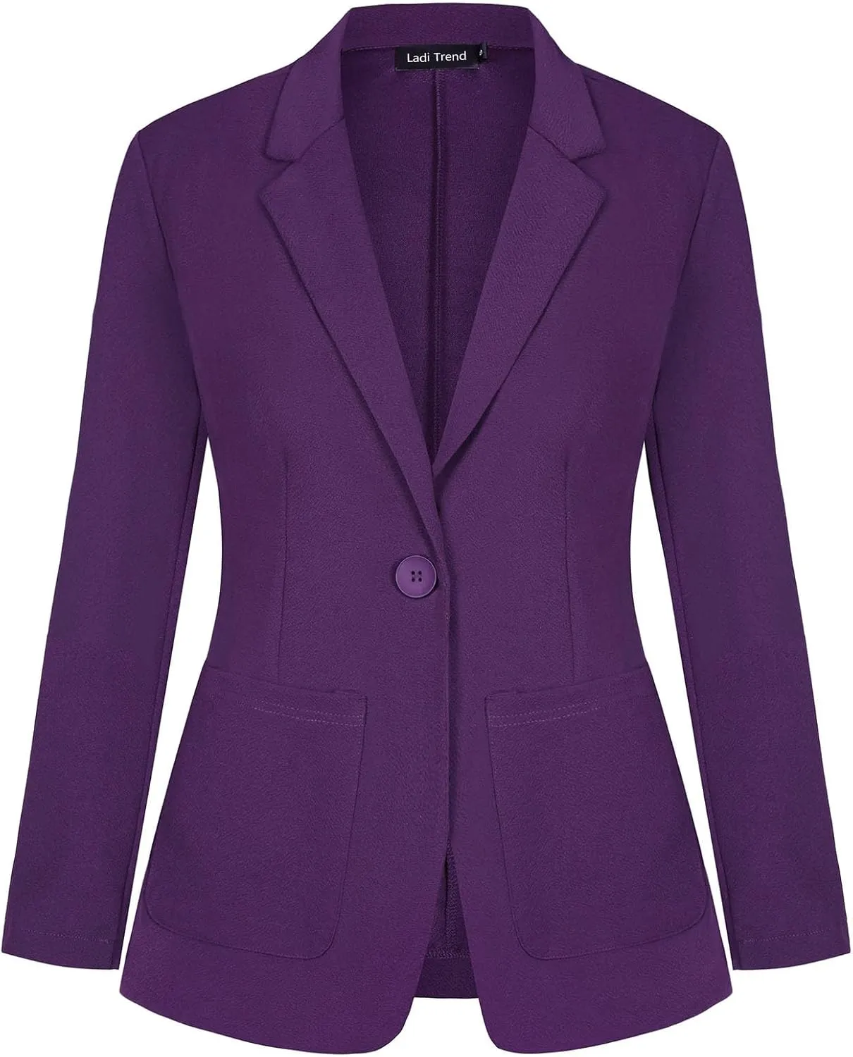 Blazers for Women One Button Notched Lapel Jackets Long Sleeve Blazer Suit Cardigan with Pockets Tailored Outfit(Purple S)