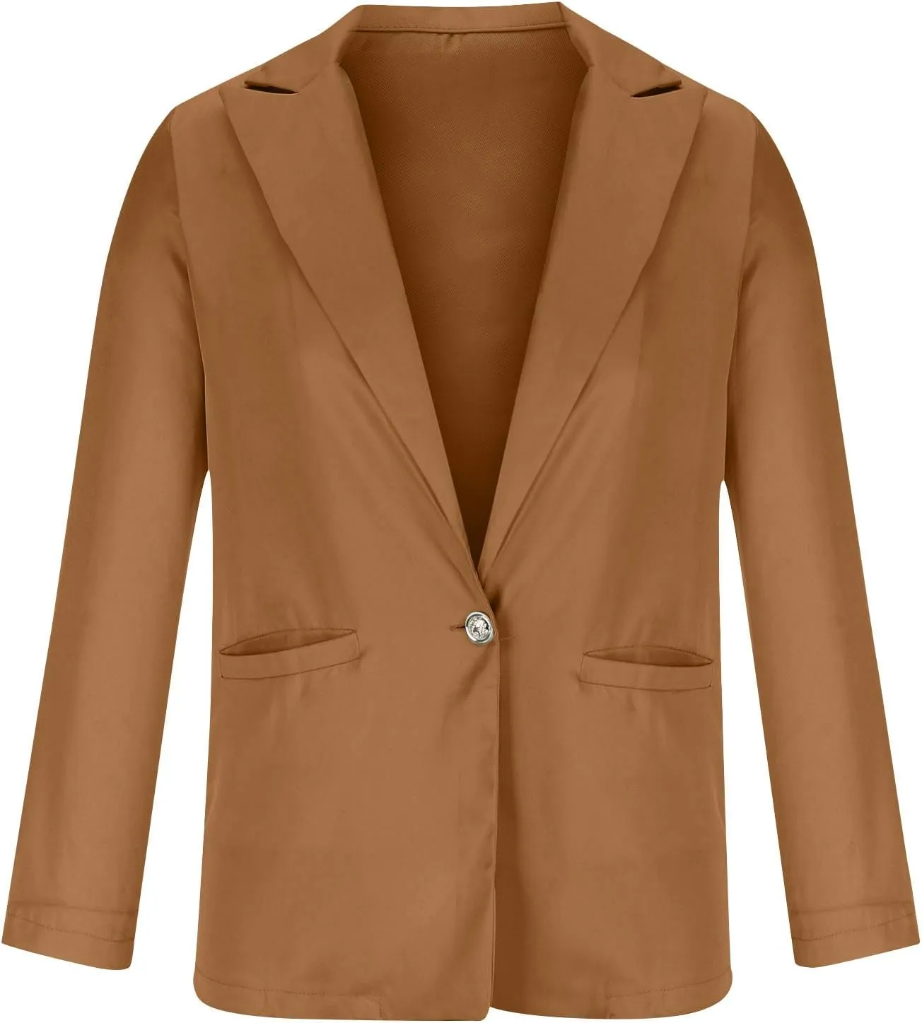 Blazers for Women One Button Work Office Suit Jackets with Pockets Long Sleeve Lapel Open Front Trendy Tailored Coat