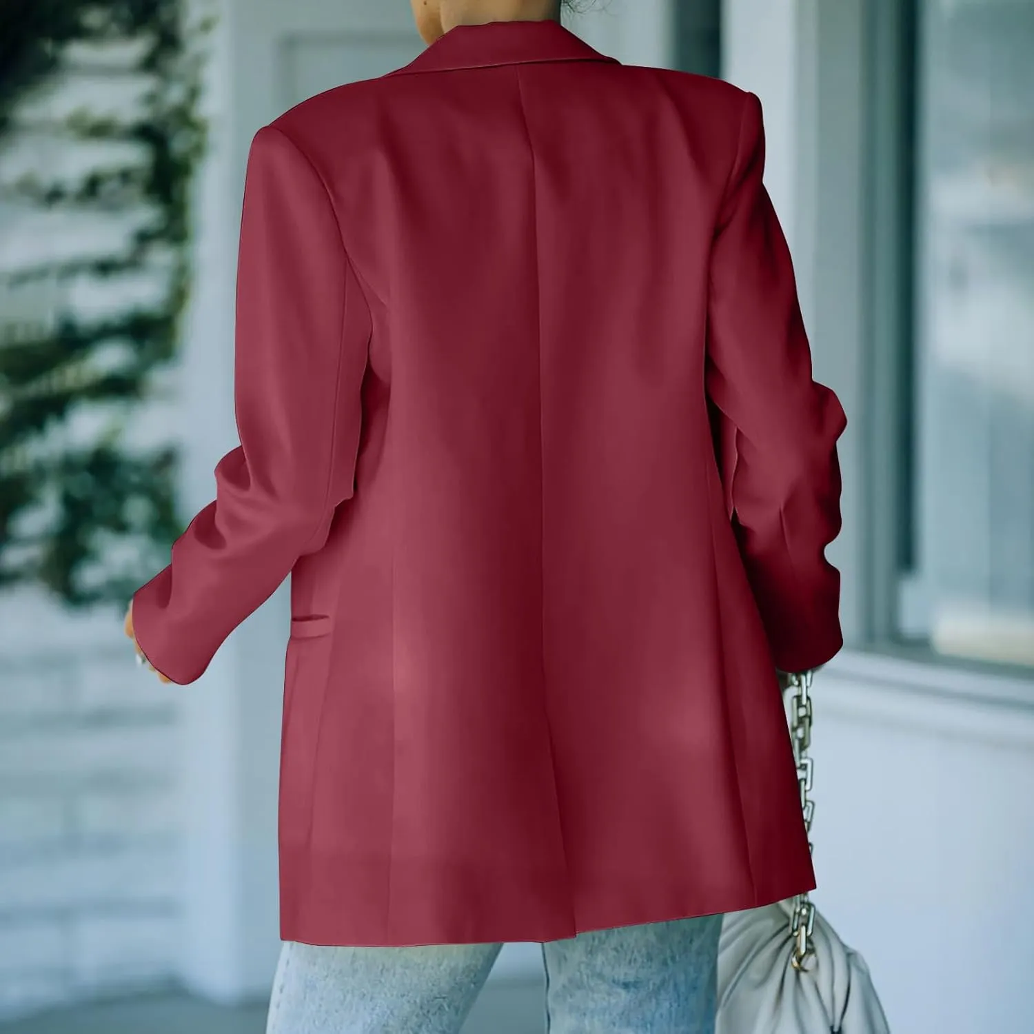 Blazers for Women One Button Work Office Suit Jackets with Pockets Long Sleeve Lapel Open Front Trendy Tailored Coat