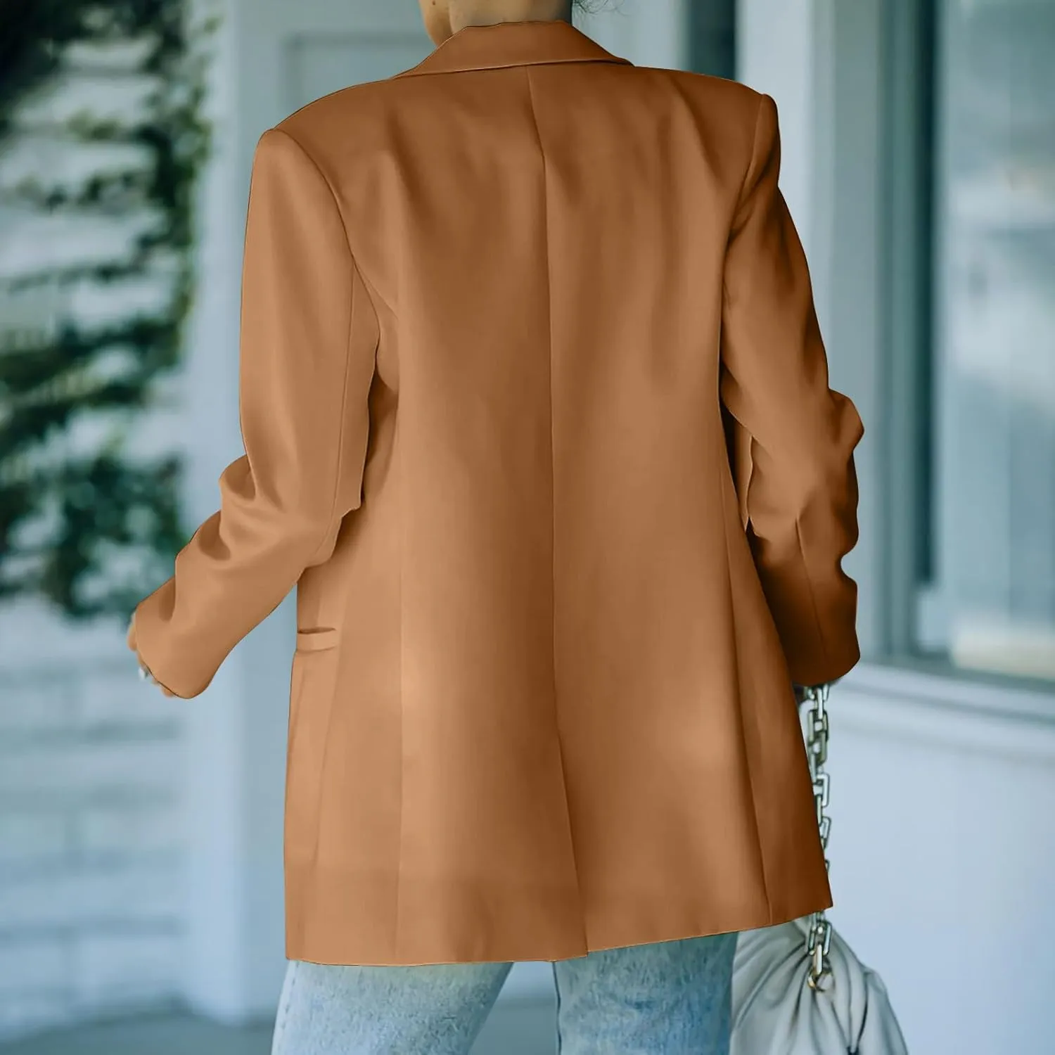 Blazers for Women One Button Work Office Suit Jackets with Pockets Long Sleeve Lapel Open Front Trendy Tailored Coat