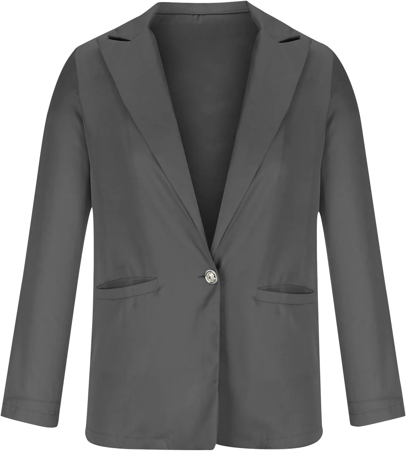 Blazers for Women One Button Work Office Suit Jackets with Pockets Long Sleeve Lapel Open Front Trendy Tailored Coat