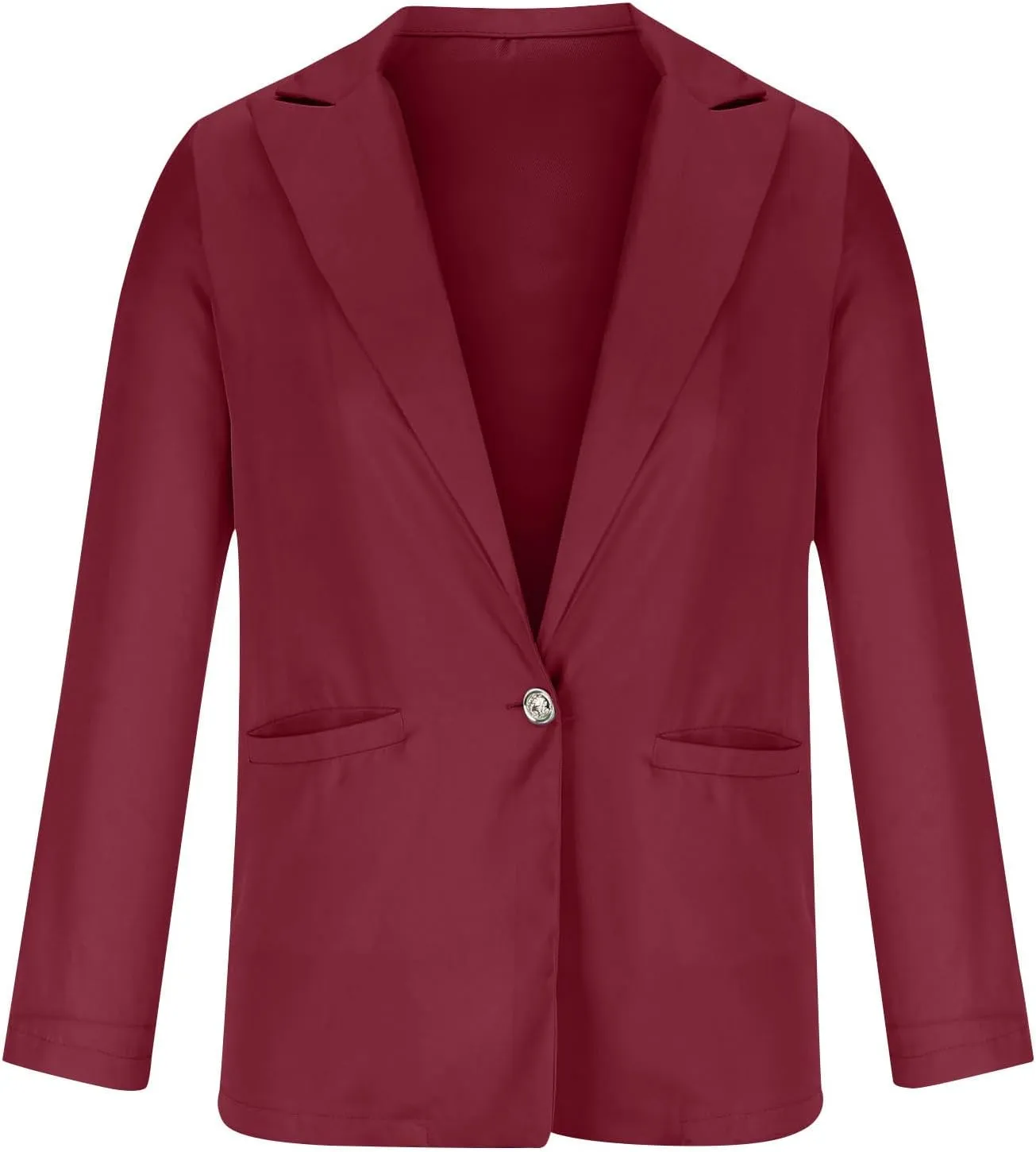 Blazers for Women One Button Work Office Suit Jackets with Pockets Long Sleeve Lapel Open Front Trendy Tailored Coat