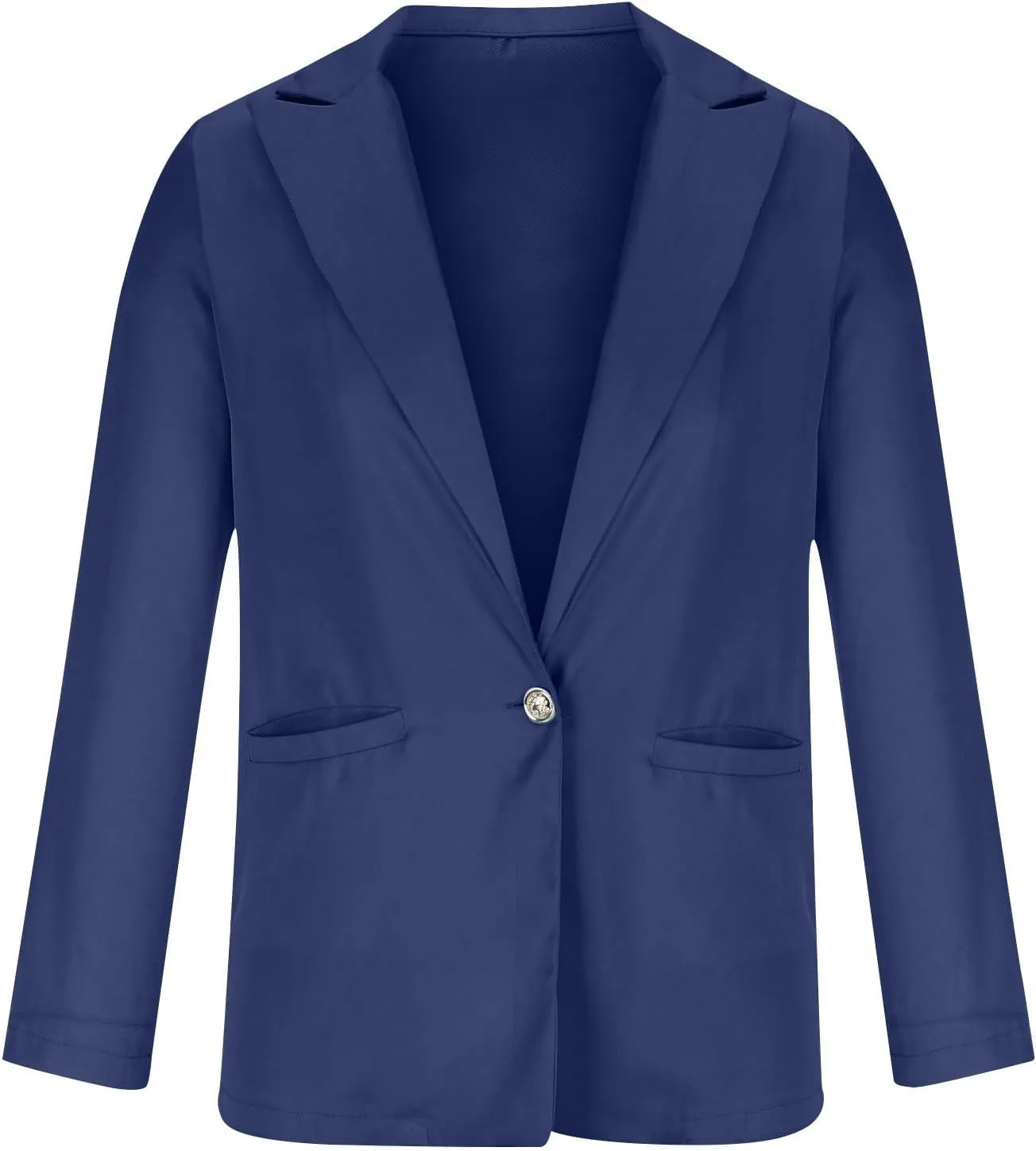Blazers for Women One Button Work Office Suit Jackets with Pockets Long Sleeve Lapel Open Front Trendy Tailored Coat