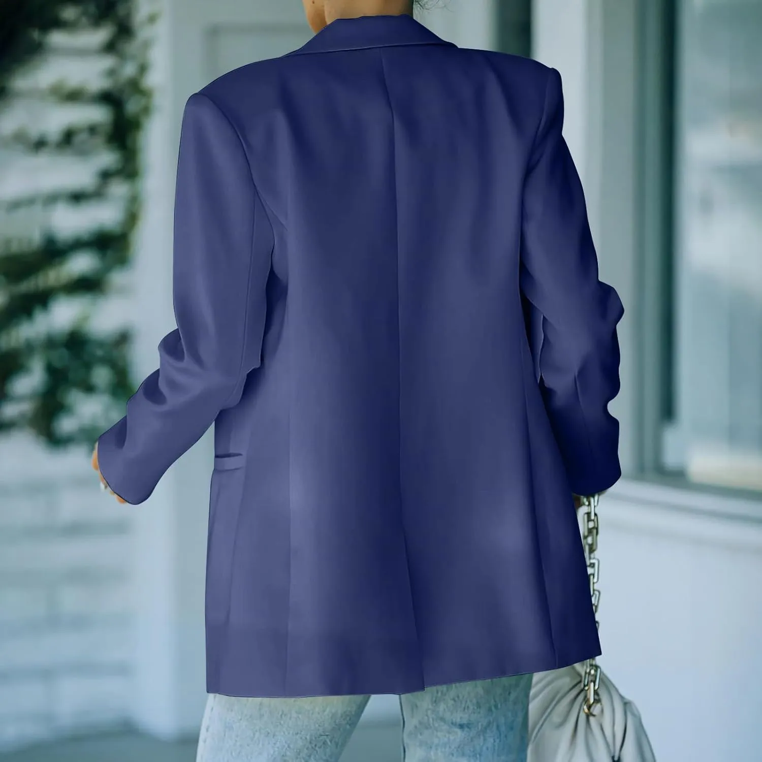 Blazers for Women One Button Work Office Suit Jackets with Pockets Long Sleeve Lapel Open Front Trendy Tailored Coat