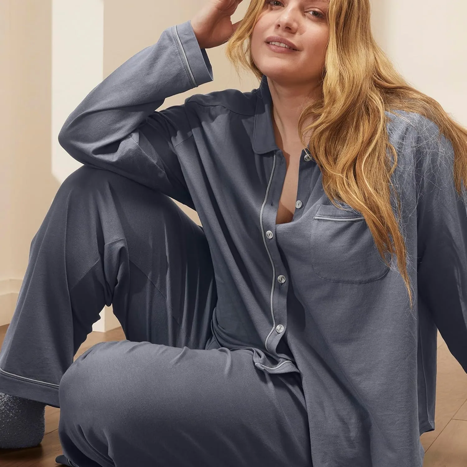 BOLL & BRANCH Women's Soft Knit Long Sleeve & Pants Pajama Set
