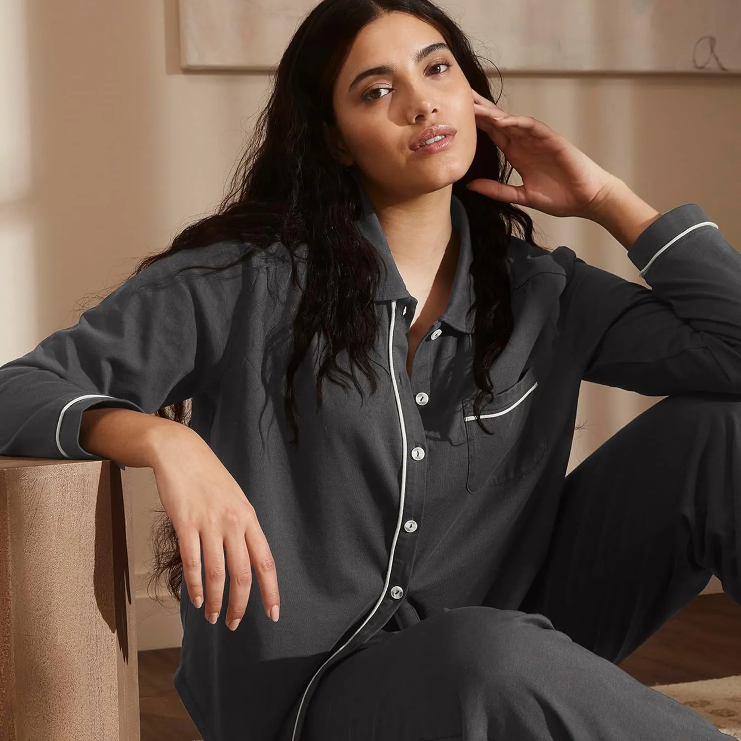 BOLL & BRANCH Women's Soft Knit Short Sleeve & Pants Pajama Set