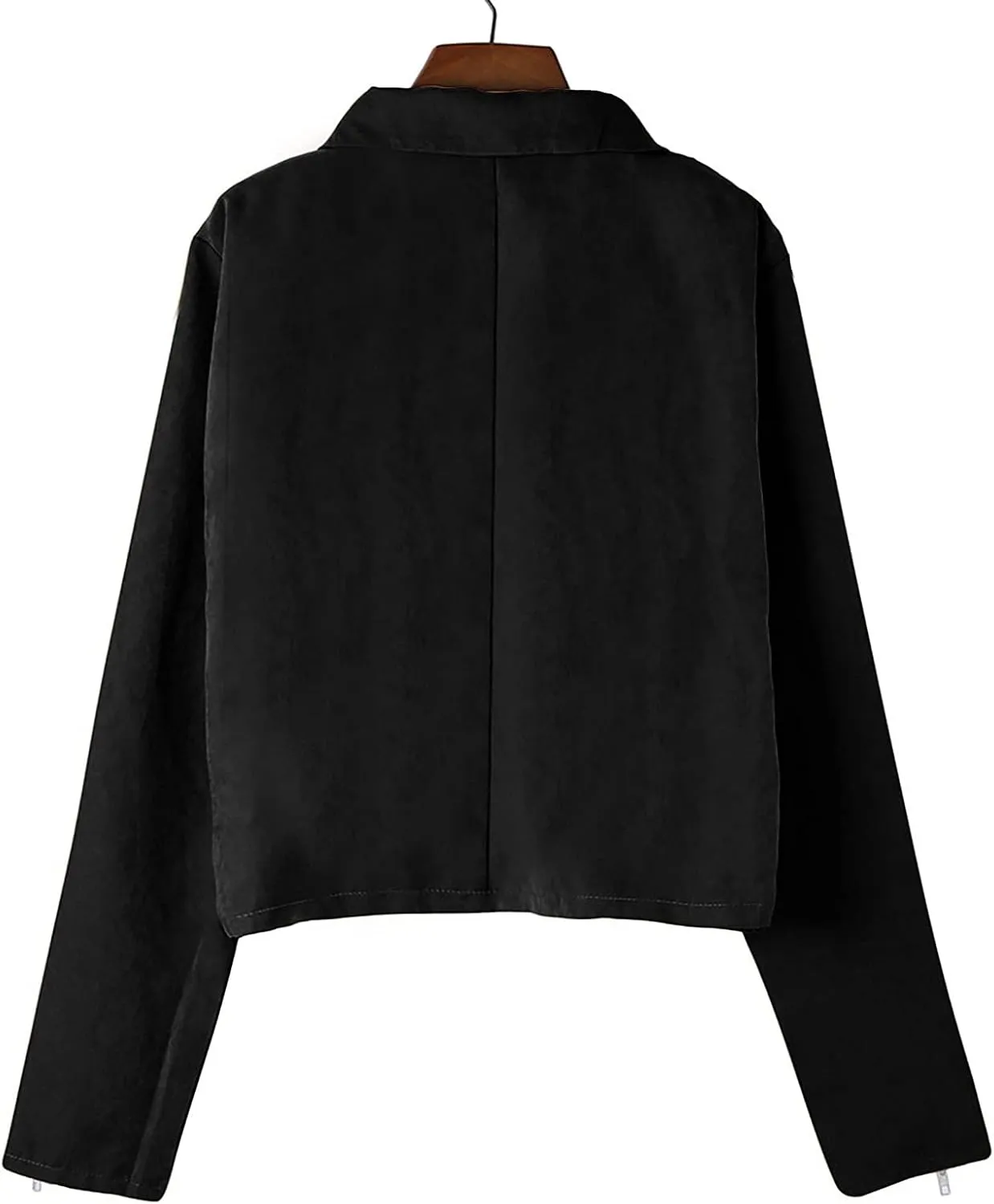 BOXIACEY Faux Leather Jacket Women Stylish 2025 Zipper Coats Classic Fit New Motorcycle Outerwear Fall Lapel Solid Tops