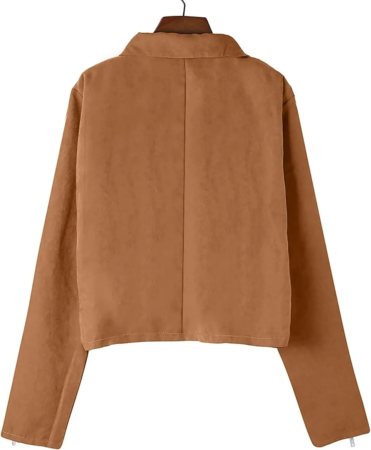 BOXIACEY Faux Leather Jacket Women Stylish 2025 Zipper Coats Classic Fit New Motorcycle Outerwear Fall Lapel Solid Tops