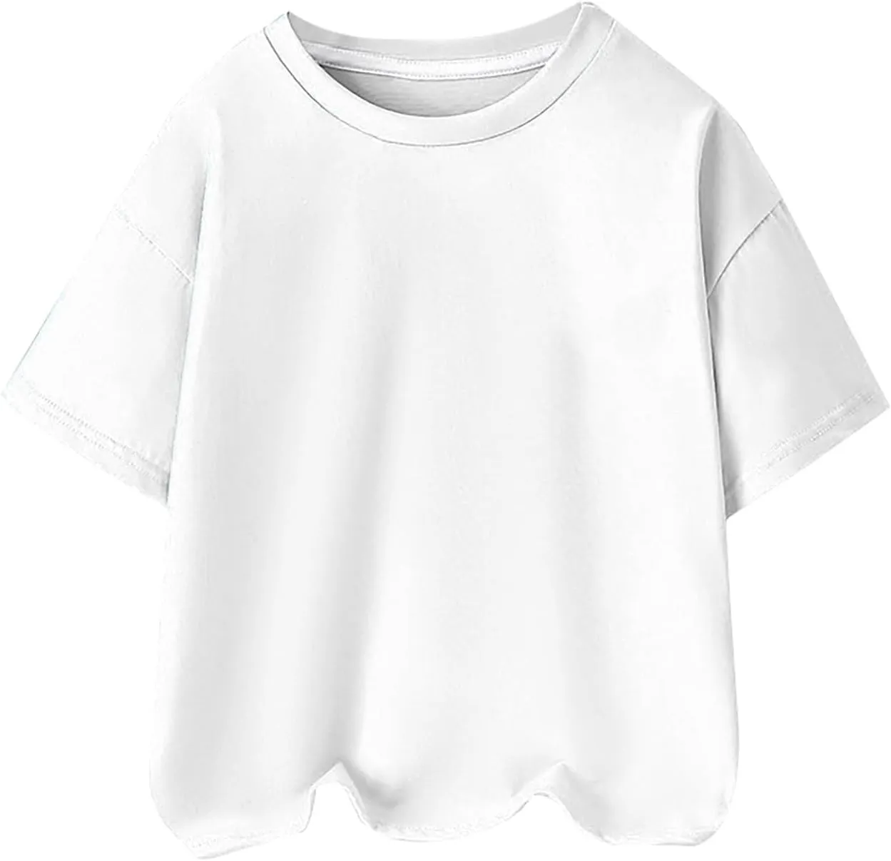Boys Girls T Shirt Solid Crew Neck Short Sleeved Tees Tops Toddler Kids Summer Cotton Casual Soft Comfy Shirt