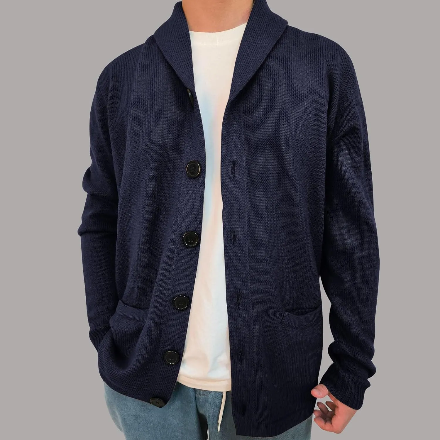 Cardigan Sweaters for Men Lightweight Long Sleeve Sweater Button Down Open Front Cardigan Casual Knit Sweaters