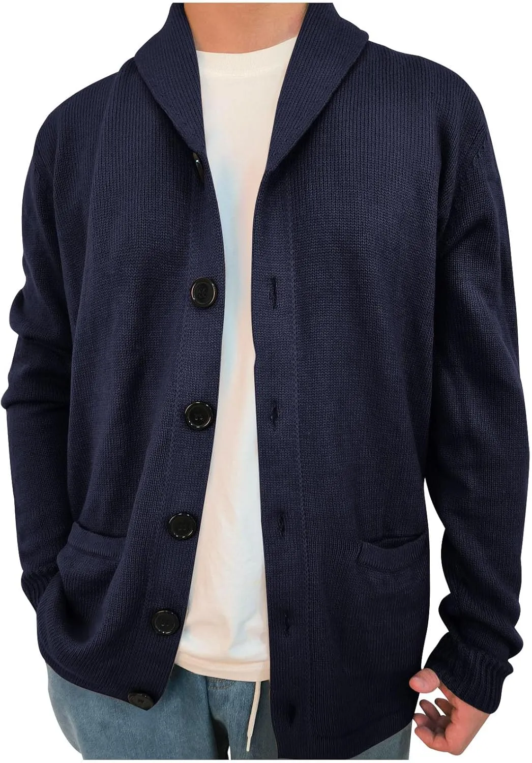 Cardigan Sweaters for Men Lightweight Long Sleeve Sweater Button Down Open Front Cardigan Casual Knit Sweaters