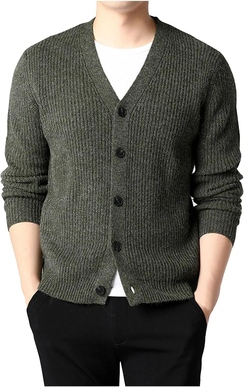 Cardigan Sweaters for Men Lightweight V Neck Sweater Button Down Knit Cardigan Plus Size Winter Sweaters