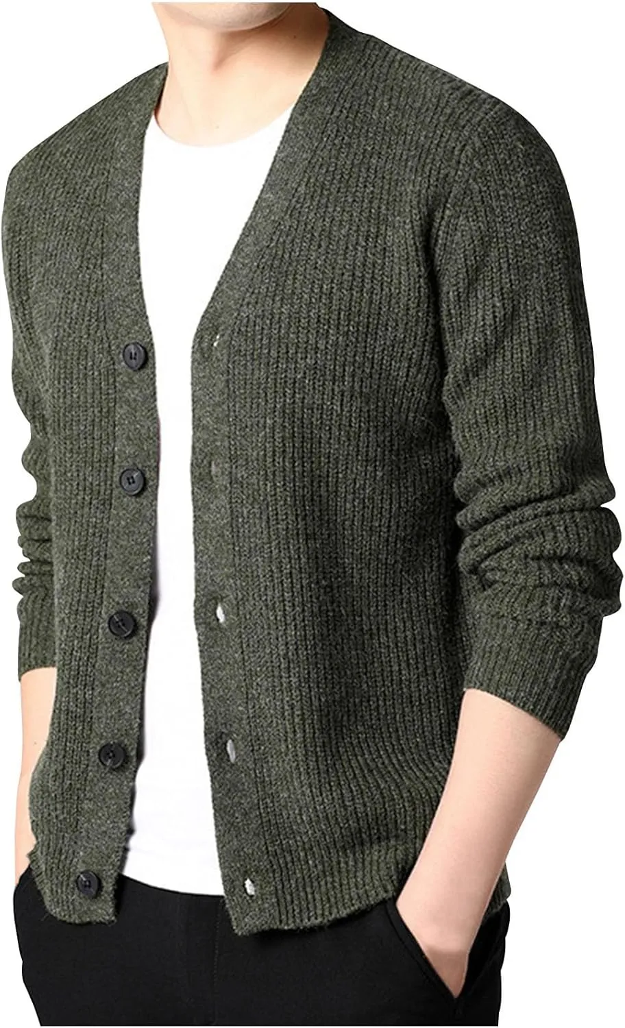 Cardigan Sweaters for Men Lightweight V Neck Sweater Button Down Knit Cardigan Plus Size Winter Sweaters