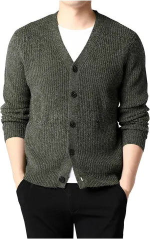 Cardigan Sweaters for Men Lightweight V Neck Sweater Button Down Knit Cardigan Plus Size Winter Sweaters