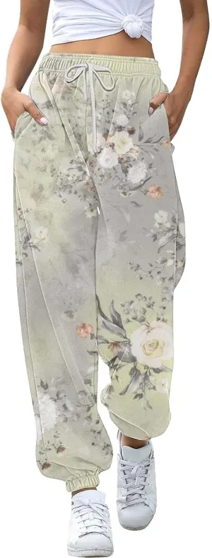 Cargo Sweatpants Women Joggers Pants Workout High Waisted Yoga Pants with Elastic High Waisted Drawstring Loose Pants