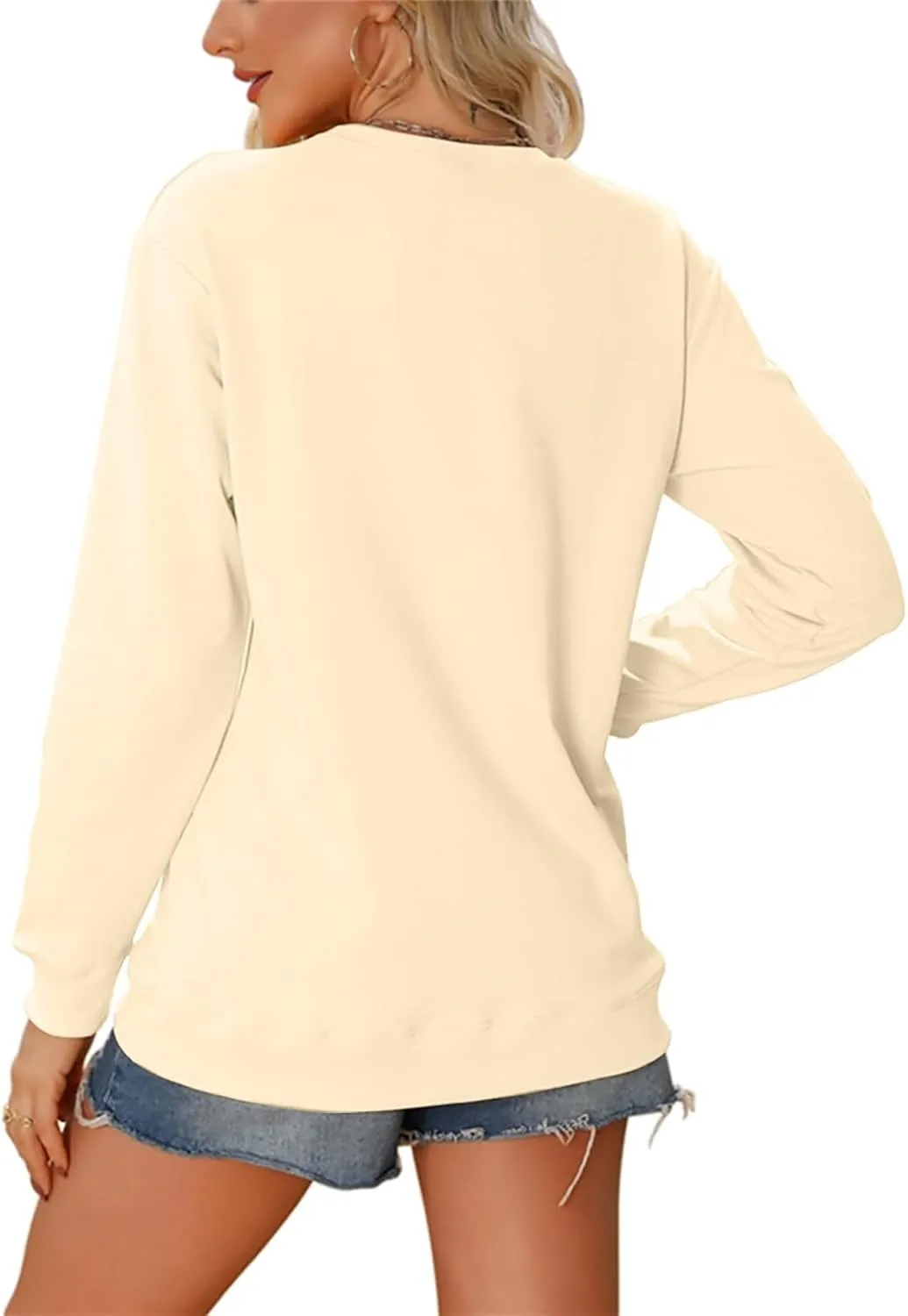 Casual Football Season Shirt Ladies' Round Neck Long Sleeved Printed Solid Long Sleeve Game Day