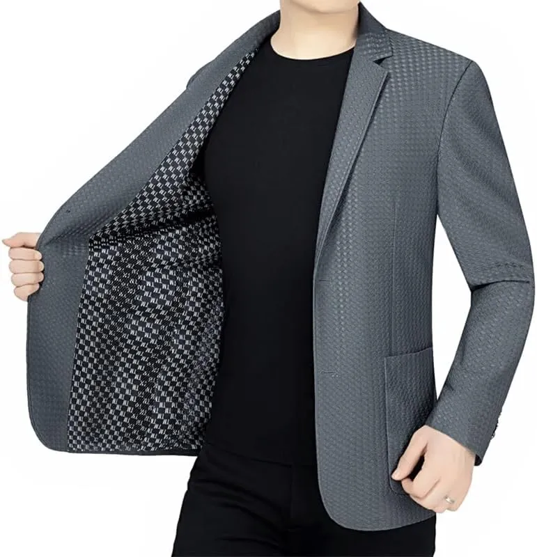Casual Two Button Sport Coats Men's Lapel Stylish Suit Jackets Gray Simple Slim Fit Blazers for Daily Wear