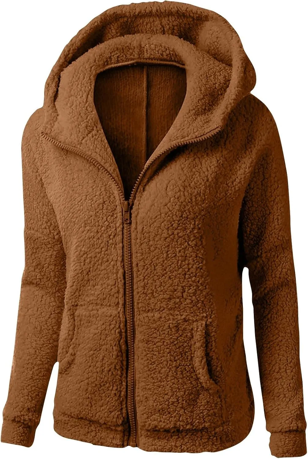 ChicCrate Women's Classic-Fit Soft Fleece Jacket Lightweight Coat Casual Zip Up Sherpa Lined Hoodie Sweatshirt Cozy Outerwear
