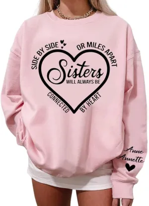 Chillever Personalized Embroidered Sisters Hoodie, Personalized Sister Embroidered Hoodie, Sisters Matching Hoodies