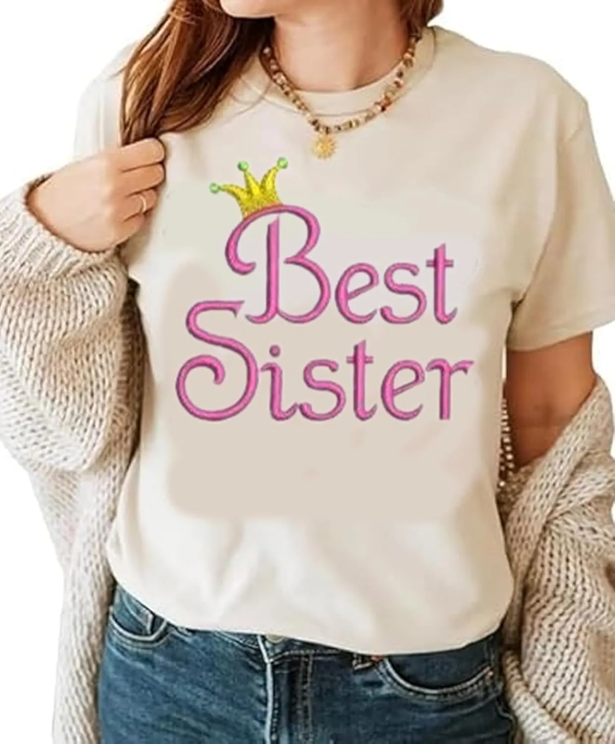 Chillever Personalized Embroidered Sisters Hoodie, Personalized Sister Embroidered Hoodie, Sisters Matching Hoodies
