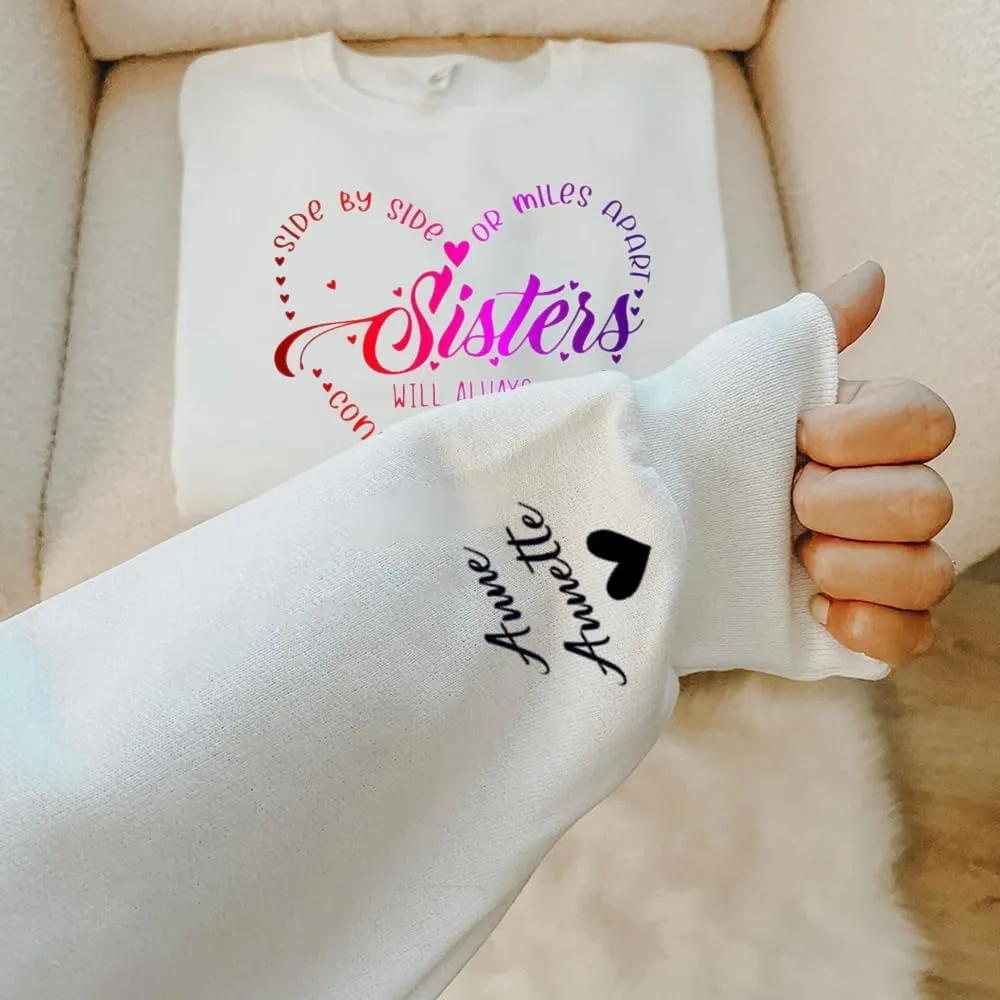 Chillever Personalized Embroidered Sisters Hoodie, Personalized Sister Embroidered Hoodie, Sisters Matching Hoodies