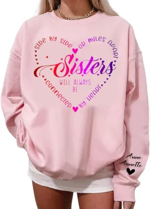 Chillever Personalized Embroidered Sisters Hoodie, Personalized Sister Embroidered Hoodie, Sisters Matching Hoodies