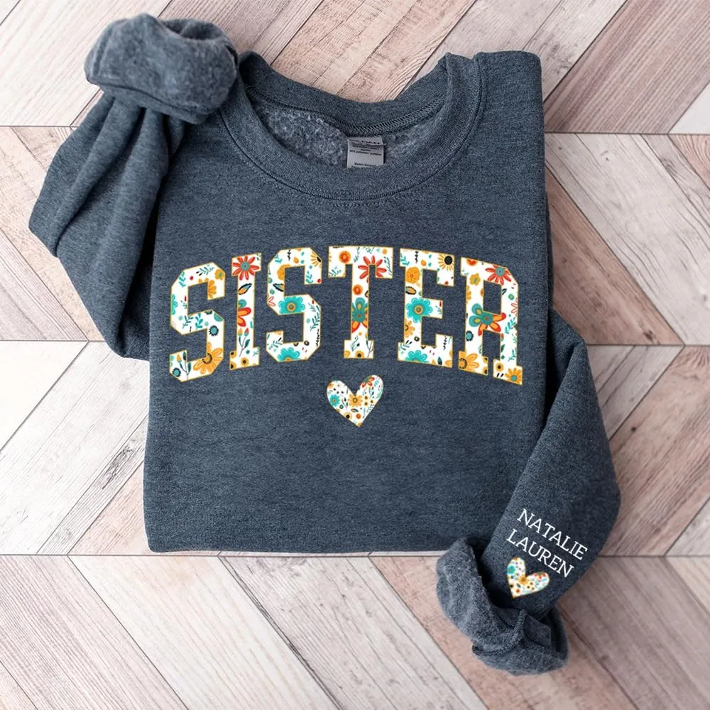 Chillever Personalized Embroidered Sisters Hoodie, Personalized Sister Embroidered Hoodie, Sisters Matching Hoodies