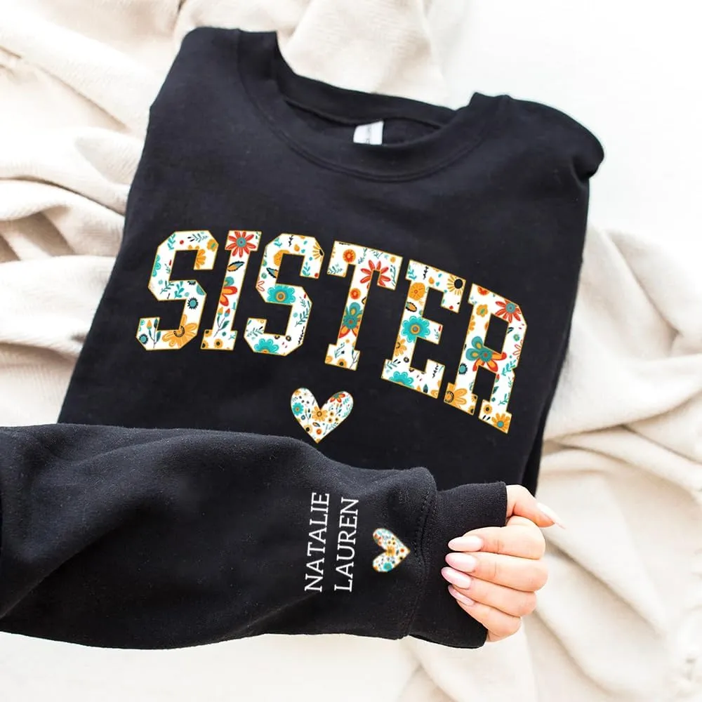 Chillever Personalized Embroidered Sisters Hoodie, Personalized Sister Embroidered Hoodie, Sisters Matching Hoodies