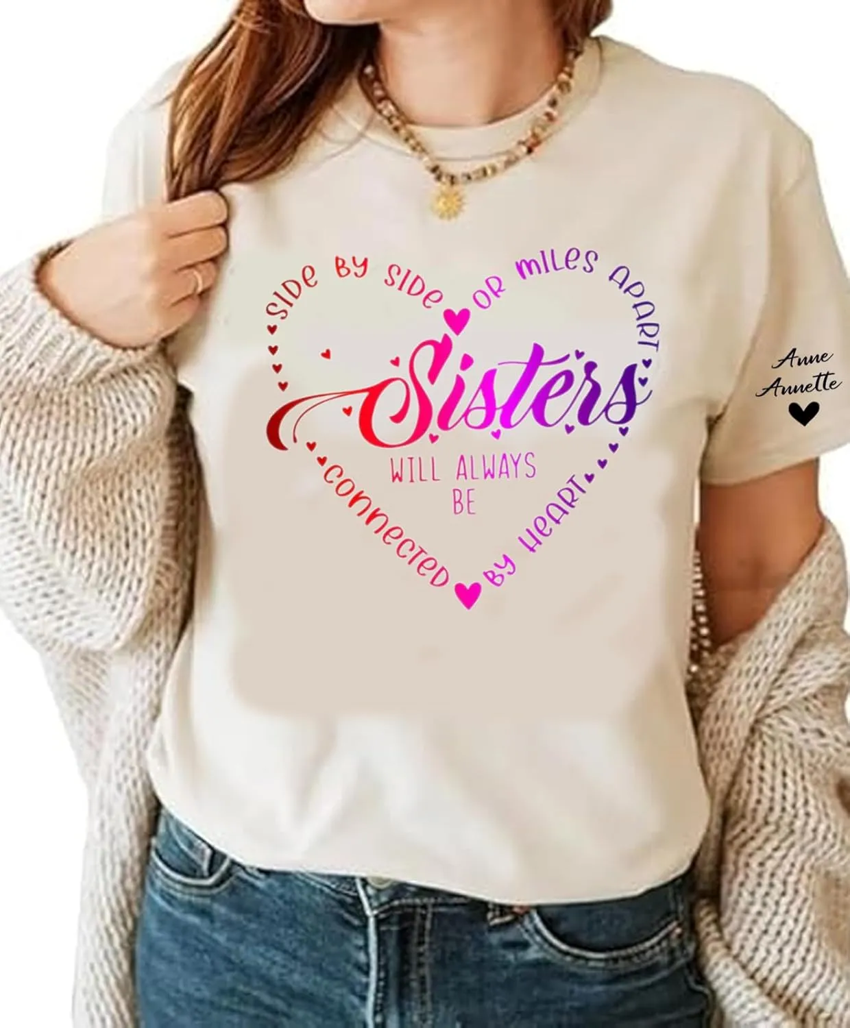 Chillever Personalized Embroidered Sisters Hoodie, Personalized Sister Embroidered Hoodie, Sisters Matching Hoodies